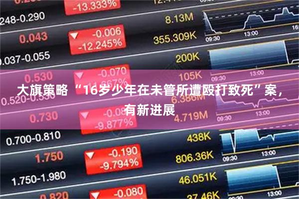 大旗策略 “16岁少年在未管所遭殴打致死”案，有新进展