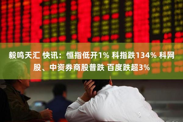 毅鸣天汇 快讯：恒指低开1% 科指跌134% 科网股、中资券商股普跌 百度跌超3%